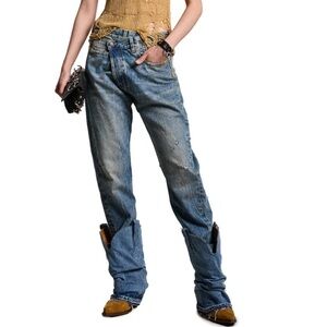R13 Crossover Jean in Kelly Wash Size 27
